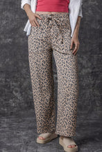 Load image into Gallery viewer, Leopard Printed Drawstring Waist Pocketed Wide Leg Jeans