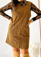 Load image into Gallery viewer, Corduroy Sleeveless Mini Dress With Patched Pockets