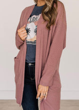 Load image into Gallery viewer, Waffle Knit Cardigan with Pocket