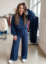 Load image into Gallery viewer, Polka Dot Drawstring Wide Leg Long Sleeve Top Pant Set
