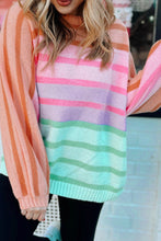 Load image into Gallery viewer, Gradient Striped Ribbed Edge Loose Sweater