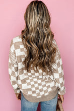 Load image into Gallery viewer, Checkered Print Drop Shoulder Round Neck Sweater