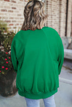 Load image into Gallery viewer, Green Exposed Seam Notched Neck Drop Shoulder Plus Sweatshirt