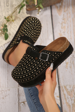 Load image into Gallery viewer, Rivet Buckle Closed Toe Platform Slides