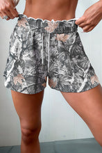 Load image into Gallery viewer, Camo Printed Tie Elastic Waist Shorts