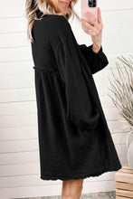 Load image into Gallery viewer, Patchwork Crinkle Puff Sleeve Shirt Dress