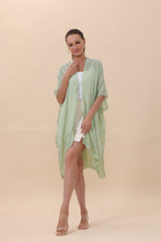 Load image into Gallery viewer, Lightweight Crochet Trim Boho Kimono Cardigan