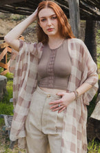 Load image into Gallery viewer, Classic Lightweight Buffalo Check Kimono One Size / Taupe