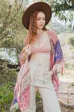 Load image into Gallery viewer, Copy of Bohemian Burnout Velvet Kimono Silver/Fuchsia