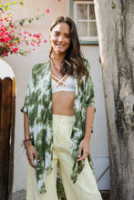 Load image into Gallery viewer, Festive Tie-Dye Kimono Olive