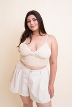 Load image into Gallery viewer, Gingham Smocked Bralette Plus Size Beige