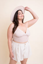 Load image into Gallery viewer, Gingham Smocked Bralette Plus Size Mocha