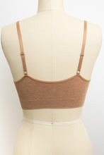 Load image into Gallery viewer, Lace trim mocha bralette with removable padding and seamless fit.