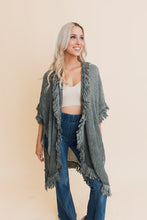 Load image into Gallery viewer, Sun Bleached Fringe Ruffle Kimono Kimonos One Size / Olive