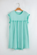 Load image into Gallery viewer, Frilled Trim Crew Neck Loose Fit Mini Dress

