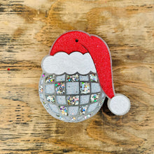 Load image into Gallery viewer, Christmas Disco Ball with Santa Hat Car Freshie

