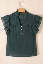 Load image into Gallery viewer, Frilled V Neck Ruffled Cap Sleeve Blouse
