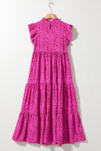 Load image into Gallery viewer, Rose Leopard Print Ruffled Trim Tiered Maxi Dress
