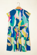 Load image into Gallery viewer, Abstract Print V Neck Cap Sleeve Pocketed Mini Dress
