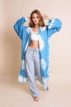 Load image into Gallery viewer, Tie Dye Kimono Aqua
