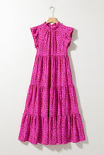 Load image into Gallery viewer, Rose Leopard Print Ruffled Trim Tiered Maxi Dress
