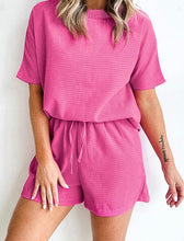 Load image into Gallery viewer, Textured Tee and Drawstring Shorts Set
