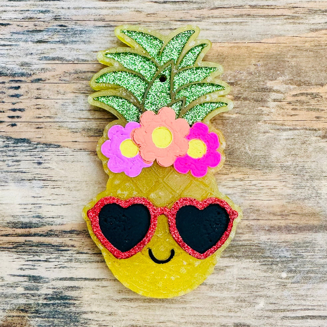 Summer Pineapple with Sunglasses Car Freshie