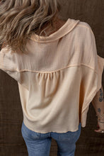 Load image into Gallery viewer, Waffle Splicing Short Batwing Sleeve Flap Detail Shirt
