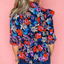 Load image into Gallery viewer, Floral Print Ruffle Peplum Top
