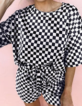 Load image into Gallery viewer, Checkered Top and Short Casual 2pcs Set
