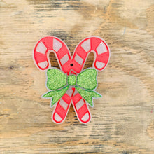 Load image into Gallery viewer, Christmas Candy Canes with a Bow Car Freshie
