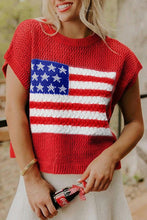 Load image into Gallery viewer, Flag Graphic Short Sleeve Sweater Top
