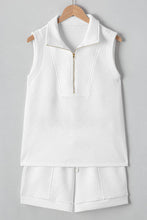 Load image into Gallery viewer, Textured Half Zip Tank Top Drawstring Shorts Set
