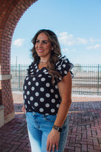 Load image into Gallery viewer, Polka Dot Print Ruffled Sleeve V Neck Blouse
