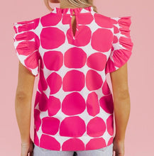 Load image into Gallery viewer, Pattern Frilled Collar Flutter Sleeve Top
