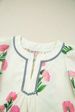 Load image into Gallery viewer, Floral Short Sleeve Split Neck Loose Mini Dress
