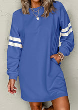Load image into Gallery viewer, Varsity Contrast Banded Sleeve Shift Sweatshirt Dress
