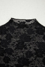 Load image into Gallery viewer, Sheer Floral Lace Mesh Mock Neck Long Sleeve Top
