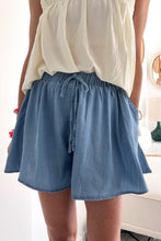 Load image into Gallery viewer, Drawstring Elastic Waist Wide Leg Denim Shorts
