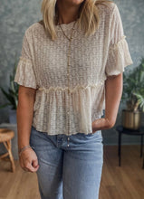 Load image into Gallery viewer, Textured Ruffled Short Sleeve Blouse
