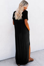 Load image into Gallery viewer, V Neck Hidden Pocket Splits Maxi T-shirt Dress
