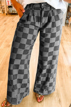 Load image into Gallery viewer, Checkered Denim Wide Leg Jeans
