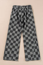 Load image into Gallery viewer, Checkered Denim Wide Leg Jeans
