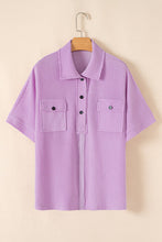 Load image into Gallery viewer, Orchid Bouquet Corded Flap Pocket Collared Buttoned Short Sleeve Blouse
