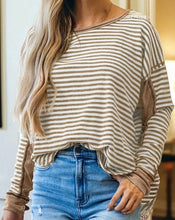 Load image into Gallery viewer, Stripe Thermal Knit Drop Shoulder Casual Top
