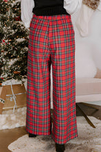 Load image into Gallery viewer, Red Festive Plaid Wide Leg Pull On Pants
