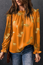 Load image into Gallery viewer, Cheetah Printed Ruffled Sleeve Blouse
