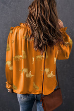 Load image into Gallery viewer, Cheetah Printed Ruffled Sleeve Blouse
