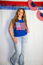 Load image into Gallery viewer, Sparkling American Flag sleeveless sweater
