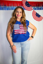 Load image into Gallery viewer, Sparkling American Flag sleeveless sweater
